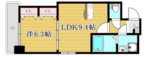 プレジールTJ602号室-間取り