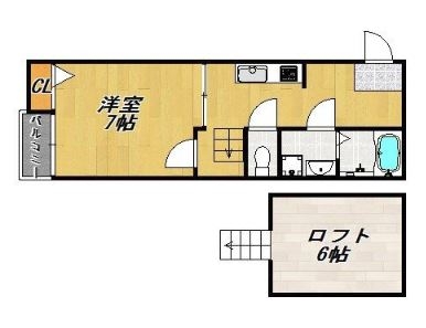 クレオ吉塚伍番館201号室-間取り