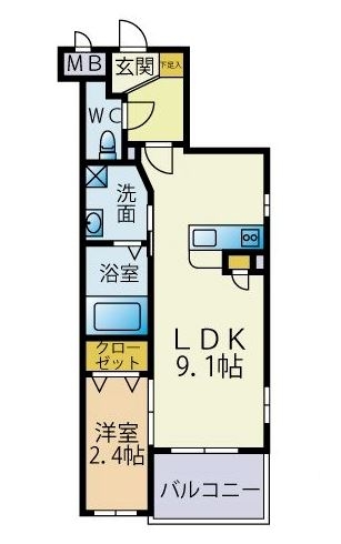 シュルーク大濠公園202号室-間取り