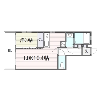 ラフレシーサ大橋Ⅱ401号室-間取り