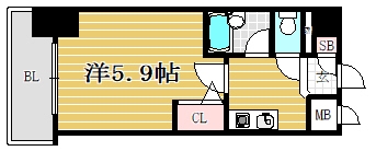 エスリード天神第2602号室-間取り