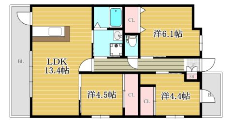 ルネスプチマルシェ203号室-間取り