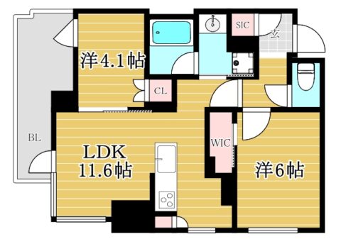 レーベン福岡天神ONE TOWER601号室-間取り