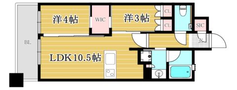 クリオ福岡博多ミッドグレイス203号室-間取り