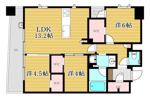 クリオ福岡博多ミッドグレイス1301号室-間取り